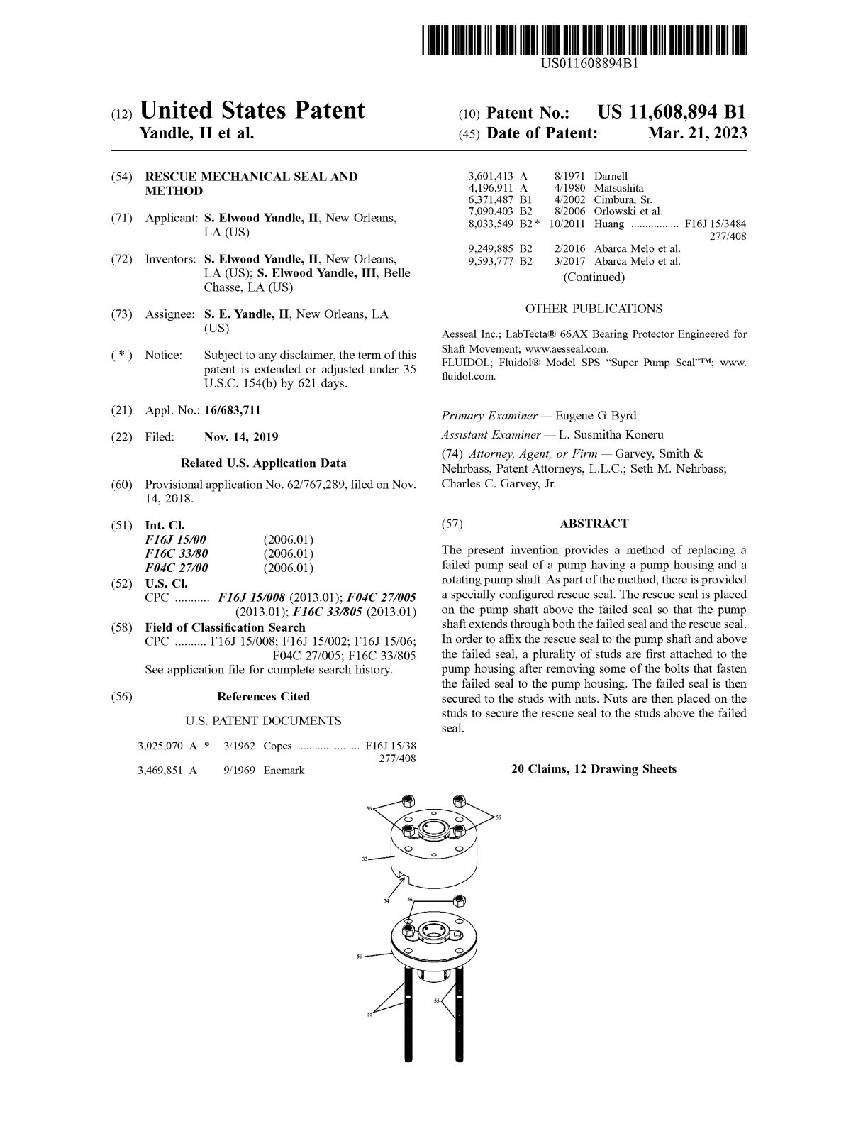 US-11608894-B1 Rescue Mechanical Seal and Method