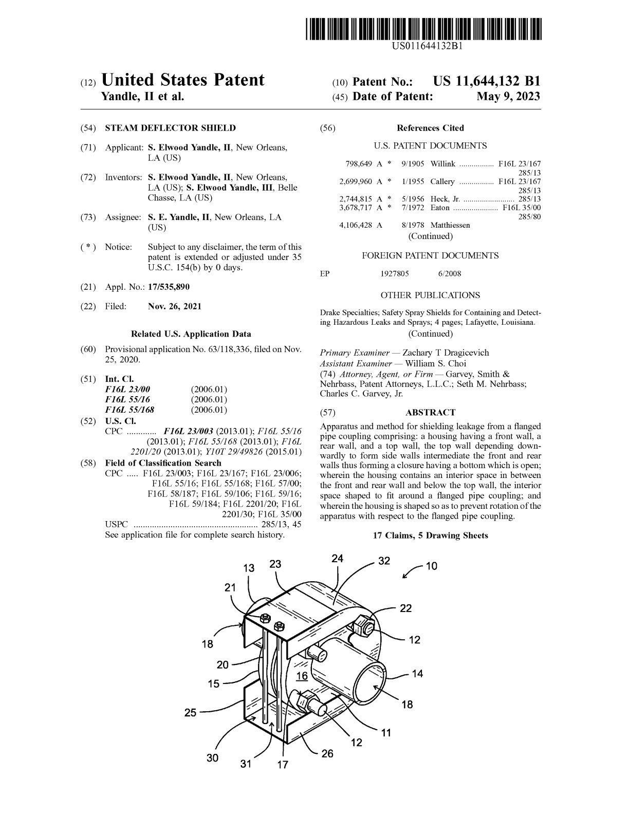 US-11644132-B1 Steam Deflector Shield