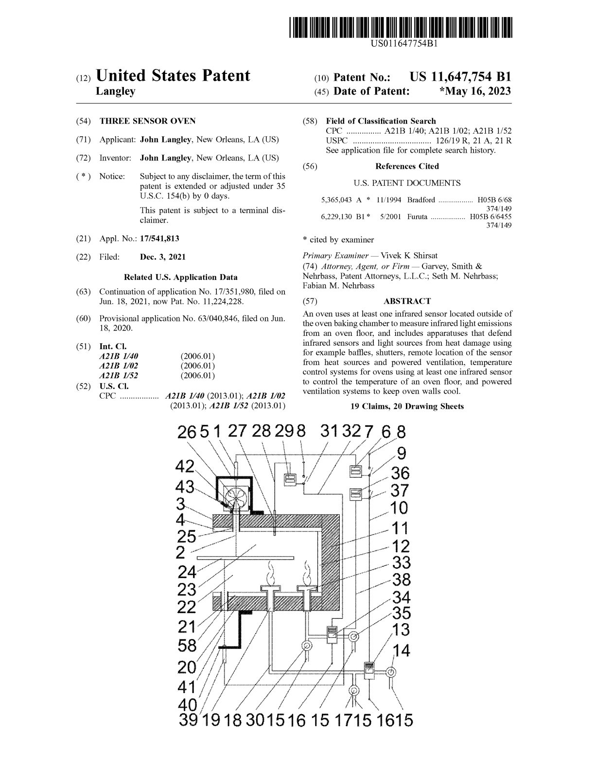 US-11647754-B1 Three Sensor Oven