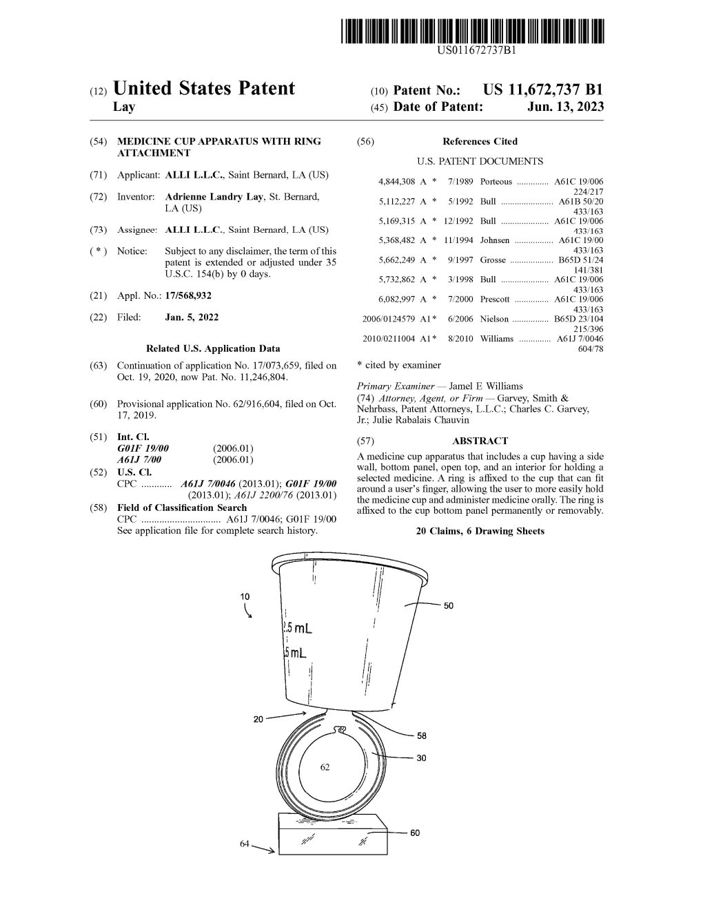 US11672737-B1 Medicine Cup Apparatus with Ring Attachment